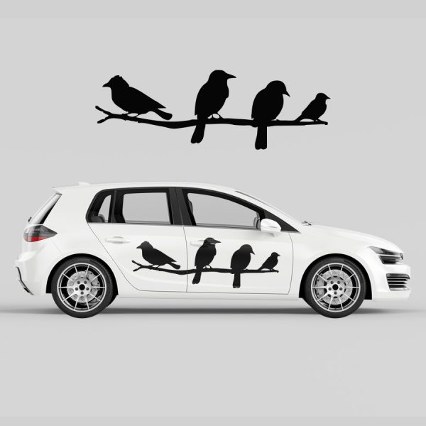 Car Door Decal - Sitting Birds - Image 3