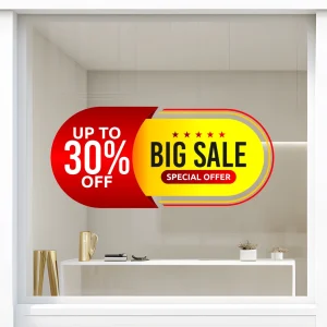Storefront Decal- Big Sale Up To 30% Off